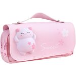 Imperm�able trousse scolaire, trousse a crayons de chat animal 3 compartiment kawaii avec jouet de d�compressi ...