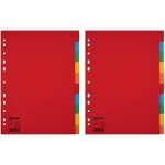 Intercalaires a4 10 touches, rouge / multicolore, carton recycl (lot de 2)