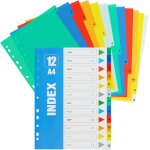 Intercalaires classeur a4 12 positions, lot de 3 multicolores avec onglets neutres num��rot��s de jan. ...