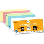 Intercalaires recycl��s, lot de 100, 5 couleurs, perfor��s - certifi��s ange bleu, pour format a4, fabriqu��s ...
