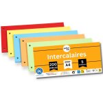 Intercalaires recycl��s, lot de 200, 5 couleurs, perfor��s - certifi��s ange bleu, pour format a4, fabriqu��s ...