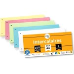 Intercalaires recycls, lot de 100, 5 couleurs, perfors - certifis ange bleu, pour format a4, fabriqus ...