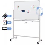 Jago tableau magntique blanc - a roulettes, double face, effaable, cadre en aluminium, 110x75 cm, ...
