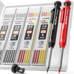 Jexnovashop - 2 pi�ces crayons chantier, porte mines avec 24 recharges, marqueur a trou profond, crayon ...