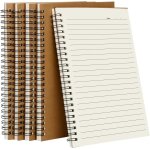Jexnovashop - lot de 5 a5 cahier a spirale, a5 cahiers lign�s kraft, lign�es notebook, cahier a spirale ...