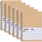 Jexnovashop - 6 blocs cahier a spirale a5 kraft 60 feuillets / 120 pages par blocs�carnet a grille a5�carnet ...