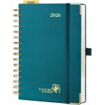 Jexnovashop - agenda 2026 journalier 21, 5 x 14, 5 cm - couverture rigide spirale, 1 page par jour a5 ...