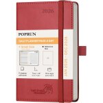 Jexnovashop - agenda de poche 2026 journalier 16 x 10, 5 cm - couverture souple en pu cuir, 1 page par ...