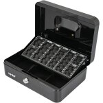 Jexnovashop - caisse a monnaie, caisse avec monnayeur, 3 compartiments pour billets 25 x 18 x 9 cm noir ...