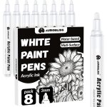 Jexnovashop - marqueur blanc indelebile 2 - 3mm, 8 stylo feutre blanc pour verre, ardoise, metal, bois, ...