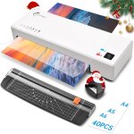 Jexnovashop - plastifieuse, plastifieuse a4 thermique et a froid et 40 pochettes, 4 en 1 machine a plastifier ...