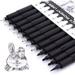 Jexnovashop - stylo noir pointe fine, 12 stylos a encre fineliner, feutres dessin, stylo feutre pour ...