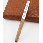 Jinhao - stylo de fontaine en bois, capuchon en acier, 0. 38mm, stylo d'encre, flambant neuf