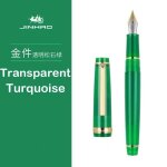 Jinhao - stylo plume 82, stylo transparent, stylo a encre, rotation dore, ef, f, m, affaires, bureau, ...