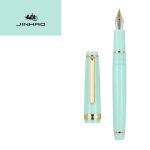 Jinhao - stylo plume vert turquoise clair, garniture or, baril acrylique, plume fine, ecriture, calligraphie, ...