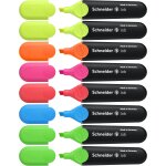 Job 150 surligneur (rechargeable) lot de 8, couleurs assorties, 2x jaune, 2x vert, orange, rose, rouge, ...