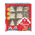 Mes jolies maisons de nol a peindre - coffret avec 6 figurines en pltre, 10 cartes de nol a colorier, ...
