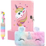 Journal intime licorne fille avec cadenas, carnet secret pour fille en peluche comprenant une cahier ...