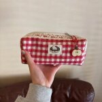 Kadsl - dessin anim mignon hello kitty rouge a carreaux grande capacit trousse a crayons etudiant papeterie ...