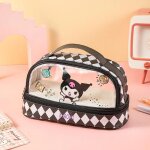 Kadsl - trousse a crayons de dessin anim kawaii, grande capacit, double couche, transparente, portable, ...