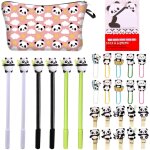 Kal - 1 trousse a crayons panda, 1 bloc - notes, 6 stylos gel, 10 pinces en bois, 10 trombones, papeterie ...