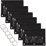 Kal - lot de 6 pochettes classeur a 3 anneaux, trousse a crayons a fermeture eclair avec fentre en maille ...