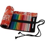 Kal - crayon art set, trousse avec 72 crayon de couleur, sac de rangement enroulable a la main pour crayon ...
