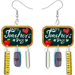 Kal - globe terrestre en acrylique boucles d'oreilles crayons bijoux rgle gomme papeterie pour enfants ...