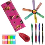 Kal - pack matriel scolaire, lot de 6 feutres fluorescents, 4 stylos, marqueurs adhsifs, ruban correcteur ...