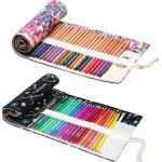 Kal - sac a crayon de toile, 2 pices 36 trous pochette pour crayons rouleaux de crayon trousse a crayons ...