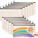 Kalanka - 12 pi�ces trousse de rangement vierge, pochette tissu zipp�e diy a d�corer pour maquillage ...