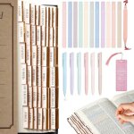 Kalanka - 12 surligneurs bibliques sans saignement et 6 stylos bibliques lisses avec 96 onglets bibliques ...
