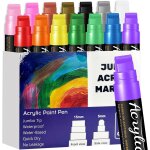 Kalanka - 14 couleurs jumbo acrylic markers, marqueur acrylique a pointe large de 15mm, 3 en 1 acrylic ...
