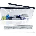 Kalanka - lot de 2 trousses transparentes avec 2 r�gles de 30 cm, fermeture eclair de 32 cm, pour examens, ...