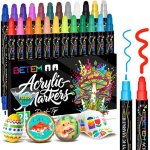 Kalanka - 24 couleurs feutre acrylique a double pointe, stylo marqueur peinture acrylique pour bois, ...