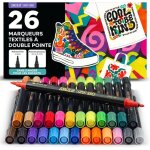 Kalanka - 26 marqueur textile permanent double pointe - feutre textile permanent non toxique, s�chage ...