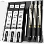 Kalanka - lot de 3 crayons porte - mines m�talliques de 0, 7 mm, crayons m�caniques avec 360 mines hb, ...