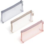 Kalanka - lot de 3 sacs a pinceaux de maquillage en maille transparente avec fermeture eclair - petite ...