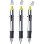 Kalanka - lot de 3 stylos a bille 4 couleurs avec surligneur
