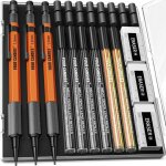 Kalanka - 3pcs 1. 3mm porte mines avec etui, porte mines en m�tal pour charpentier avec 48 recharges ...