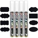 Kalanka - lot de 4 marqueurs a craie blanche 6 mm effa�ables a sec ou humide, r�versibles a pointe ogive ...