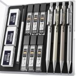Kalanka - 4 pi�ces m�tal porte - mines 0, 5 mm avec etui, art crayon m�canique criterium avec 9 tubes ...