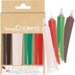 Kalanka - - 4 stylos choco nol - marron, blanc, vert & rouge - crayons alimentaires ptisserie - colorants ...