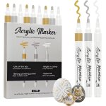 Kalanka - 9pcs feutre metallique or argent blanc, 2mm marqueur peinture acrylique, etanche feutre paillette, ...