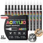 Kalanka - feutre acrylique blanc, 12 marqueur acrylique avec pinceau flexible, liquide direct acrylic ...