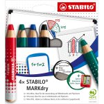 Kalanka - markdry - crayon marqueur - etui carton x 4 crayons ardoises et tabeaux blancs, crayon large ...