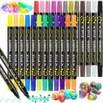 Kalanka - marqueur peinture acrylique, 24 couleurs pinceau double pointe peinture acryliques stylos marqueur ...