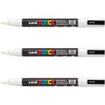 Kalanka - - mitsubishi pencil - 3 marqueurs blanc pc - 3m - pointe conique fine - marqueur peinture a ...