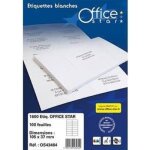 Kalanka - office star - boite de 1600 etiquettes autocollantes blanches multi - usages, format 105 x ...