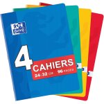 Kalanka - oxford lot de 4 cahiers color life 24x32cm grands carreaux seys 96 pages agrafes 90g couleurs ...